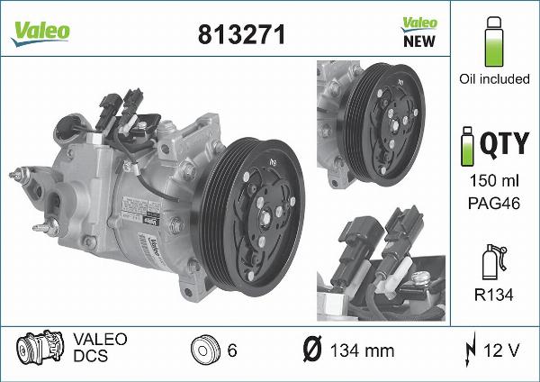 VALEO 813271 - Компресор, кондиціонер autocars.com.ua