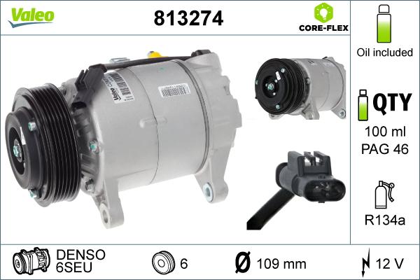 VALEO 813274 - Компресор, кондиціонер autocars.com.ua
