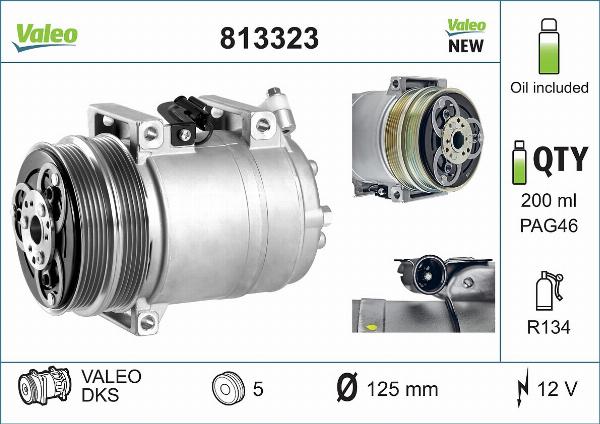 VALEO 813323 - Компресор, кондиціонер autocars.com.ua