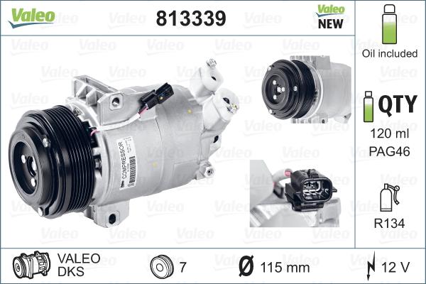 Valeo 813339 - Компресор, кондиціонер autocars.com.ua