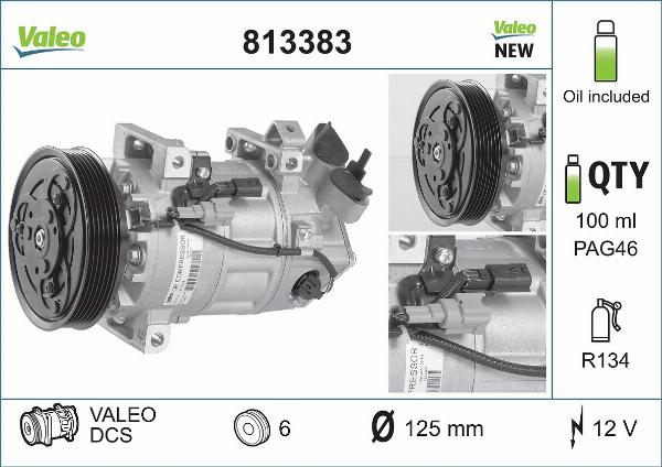 VALEO 813383 - Компресор, кондиціонер autocars.com.ua