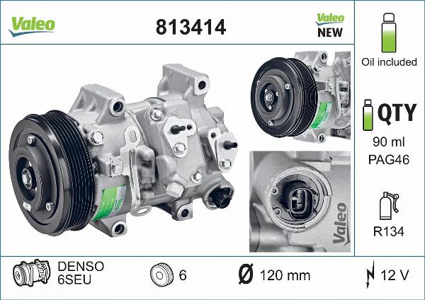 VALEO 813414 - Компресор, кондиціонер autocars.com.ua