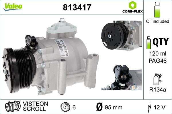 Valeo 813417 - Компрессор кондиционера avtokuzovplus.com.ua