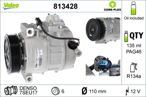 VALEO 813428 - Компресор, кондиціонер autocars.com.ua