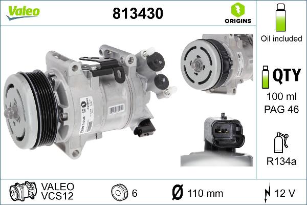 VALEO 813430 - Компресор, кондиціонер autocars.com.ua