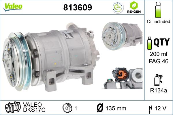 Valeo 813609 - Компресор, кондиціонер autocars.com.ua