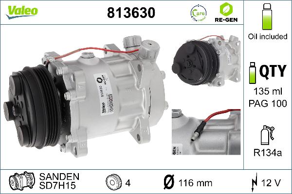 VALEO 813630 - Компресор, кондиціонер autocars.com.ua