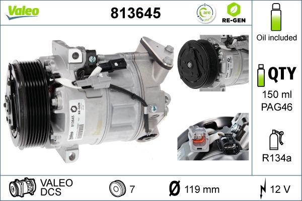 Valeo 813645 - Компрессор кондиционера avtokuzovplus.com.ua