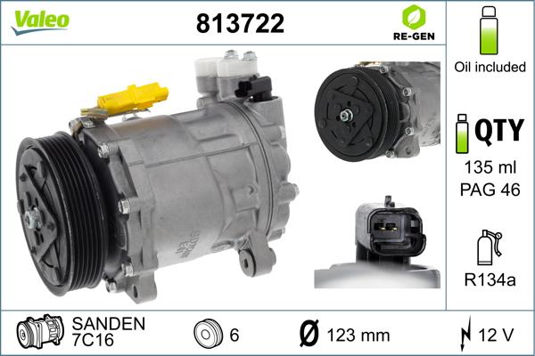 Valeo 813722 - Компрессор кондиционера avtokuzovplus.com.ua