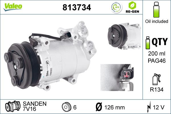 Valeo 813734 - Компрессор кондиционера avtokuzovplus.com.ua