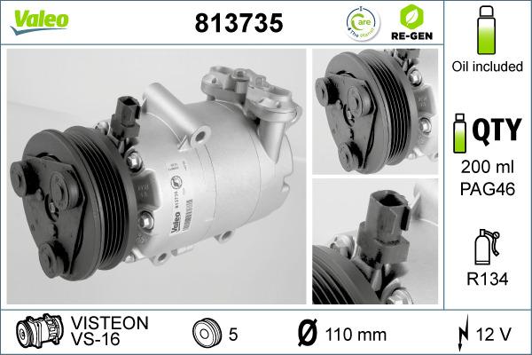 Valeo 813735 - Компрессор кондиционера avtokuzovplus.com.ua