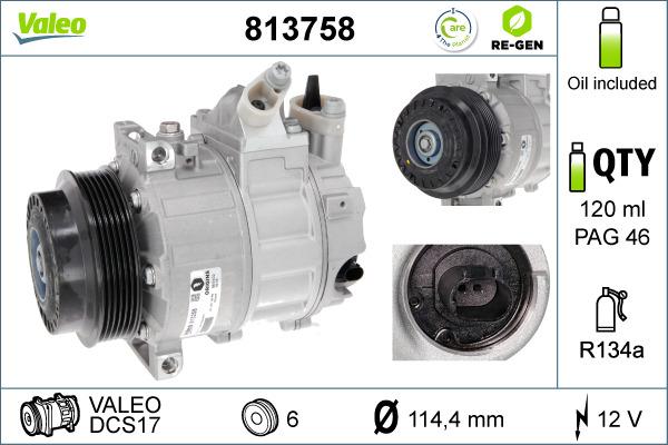 Valeo 813758 - Компресор, кондиціонер autocars.com.ua