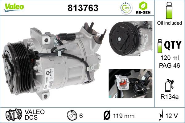 Valeo 813763 - Компресор, кондиціонер autocars.com.ua