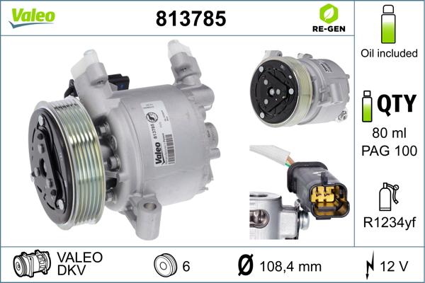 Valeo 813785 - Компресор, кондиціонер autocars.com.ua