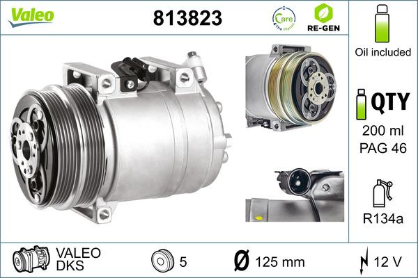 VALEO 813823 - Компресор, кондиціонер autocars.com.ua