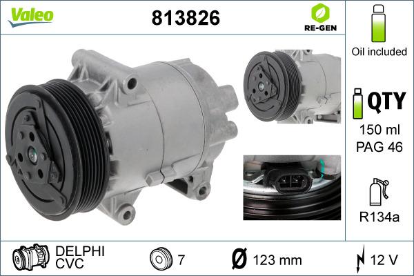 Valeo 813826 - Компрессор кондиционера avtokuzovplus.com.ua