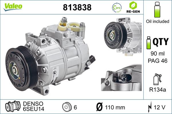 VALEO 813838 - Компресор, кондиціонер autocars.com.ua
