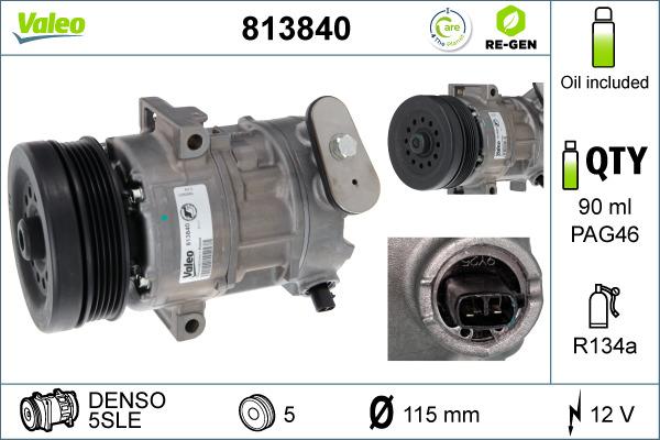 Valeo 813840 - Компресор, кондиціонер autocars.com.ua