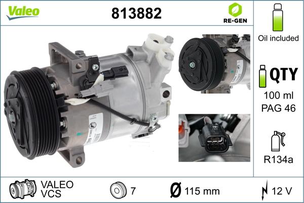 Valeo 813882 - Компресор, кондиціонер autocars.com.ua