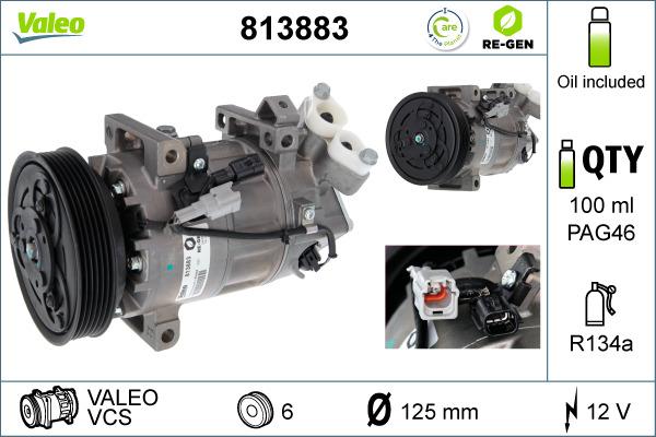 Valeo 813883 - Компрессор кондиционера avtokuzovplus.com.ua