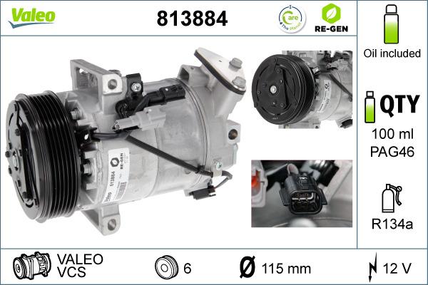 Valeo 813884 - Компрессор кондиционера avtokuzovplus.com.ua