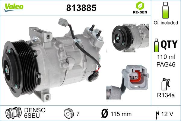 Valeo 813885 - Компресор, кондиціонер autocars.com.ua