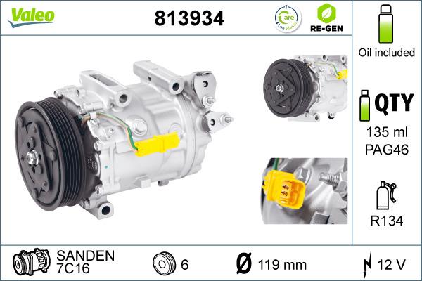 Valeo 813934 - Компрессор кондиционера avtokuzovplus.com.ua