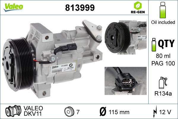 Valeo 813999 - Компресор, кондиціонер autocars.com.ua