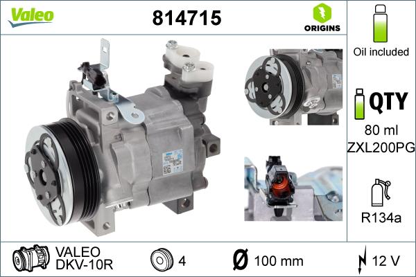 Valeo 814715 - Компресор, кондиціонер autocars.com.ua