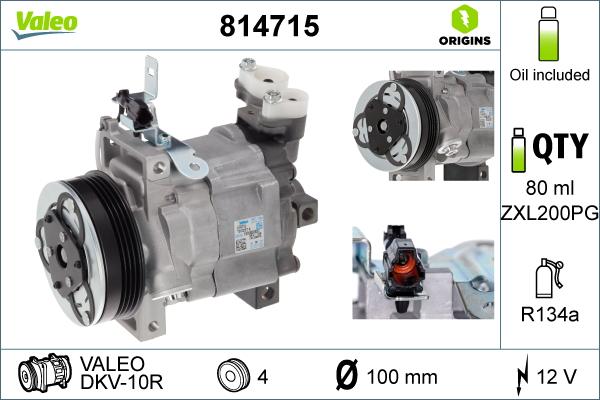 VALEO 814715 - Компресор, кондиціонер autocars.com.ua