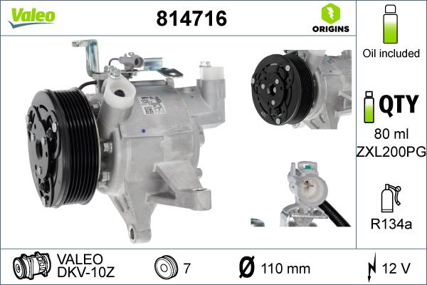 VALEO 814716 - Компресор, кондиціонер autocars.com.ua