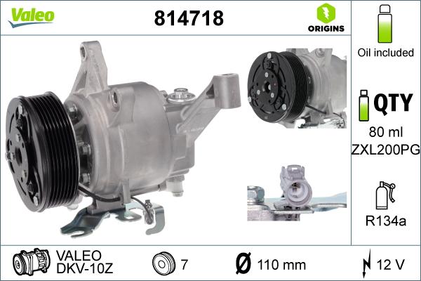VALEO 814718 - Компресор, кондиціонер autocars.com.ua