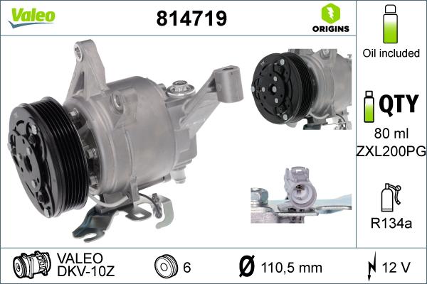 VALEO 814719 - Компресор, кондиціонер autocars.com.ua