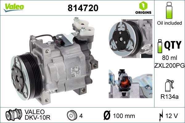 Valeo 814720 - Компресор, кондиціонер autocars.com.ua