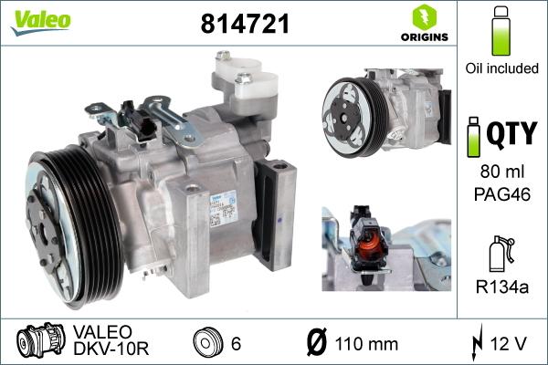 VALEO 814721 - Компресор, кондиціонер autocars.com.ua