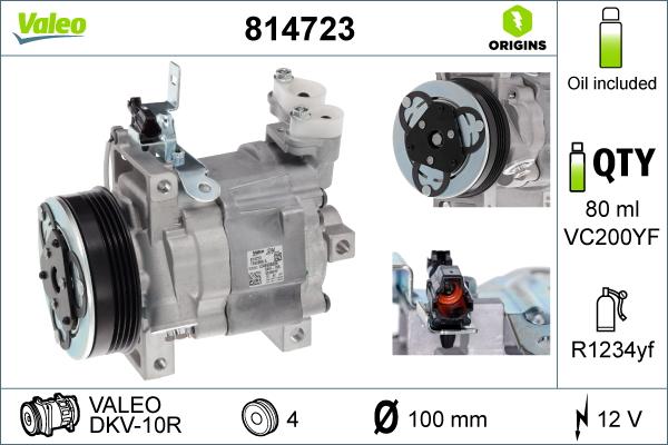 VALEO 814723 - Компресор, кондиціонер autocars.com.ua