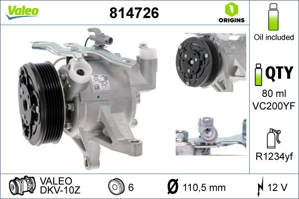 Valeo 814726 - Компрессор кондиционера avtokuzovplus.com.ua