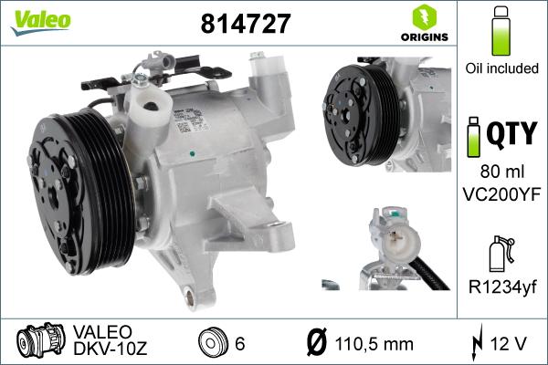 Valeo 814727 - Компрессор кондиционера avtokuzovplus.com.ua