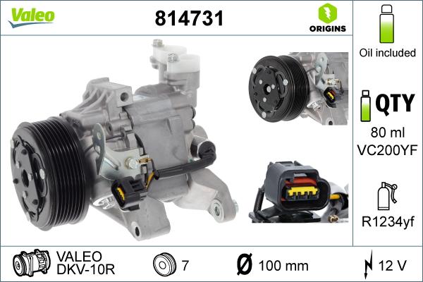 Valeo 814731 - Компресор, кондиціонер autocars.com.ua