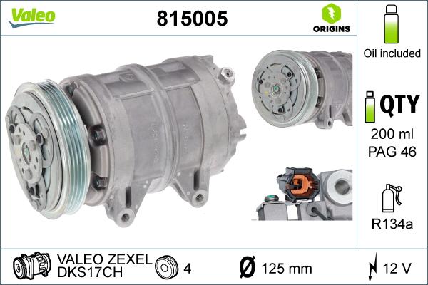 Valeo 815005 - Компресор, кондиціонер autocars.com.ua