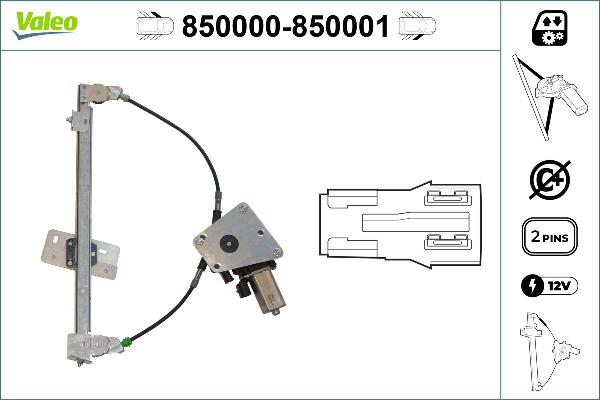 VALEO 850000 - Підйомний пристрій для вікон autocars.com.ua