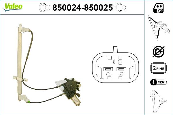 VALEO 850024 - Підйомний пристрій для вікон autocars.com.ua