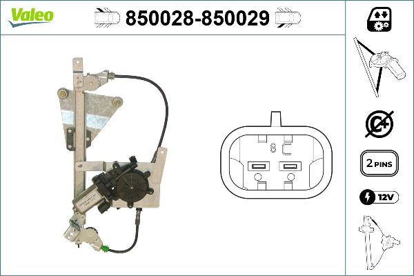 VALEO 850028 - Підйомний пристрій для вікон autocars.com.ua