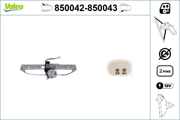 VALEO 850042 - Підйомний пристрій для вікон autocars.com.ua