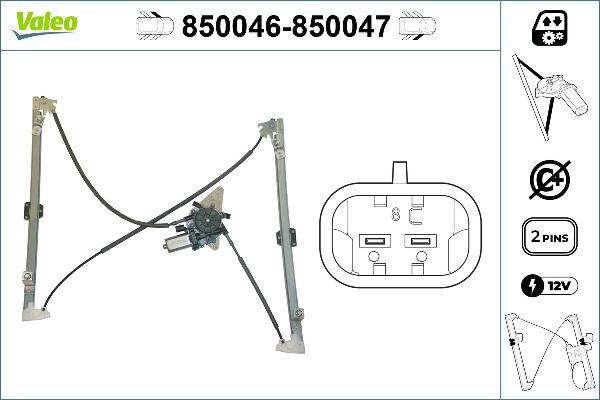 VALEO 850046 - Підйомний пристрій для вікон autocars.com.ua