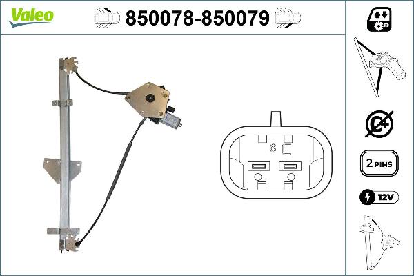 VALEO 850078 - Підйомний пристрій для вікон autocars.com.ua