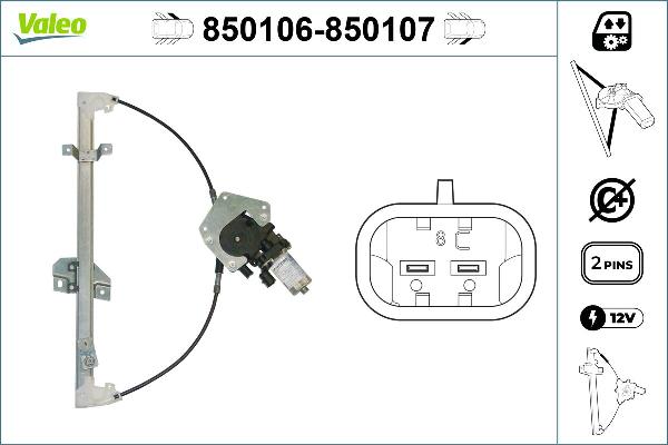 VALEO 850106 - Підйомний пристрій для вікон autocars.com.ua
