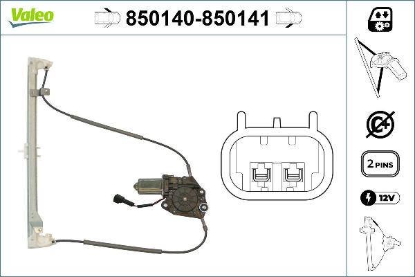 VALEO 850140 - Підйомний пристрій для вікон autocars.com.ua