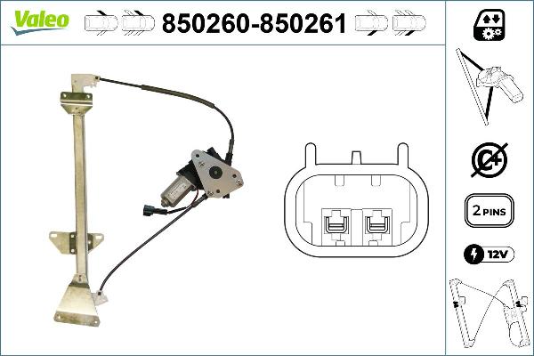 VALEO 850260 - Підйомний пристрій для вікон autocars.com.ua
