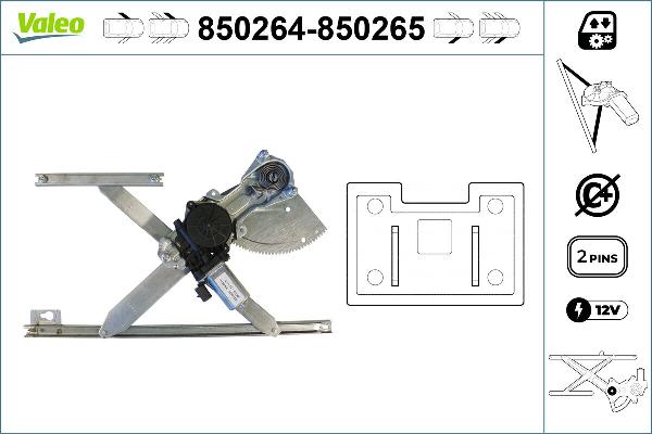 VALEO 850264 - Підйомний пристрій для вікон autocars.com.ua